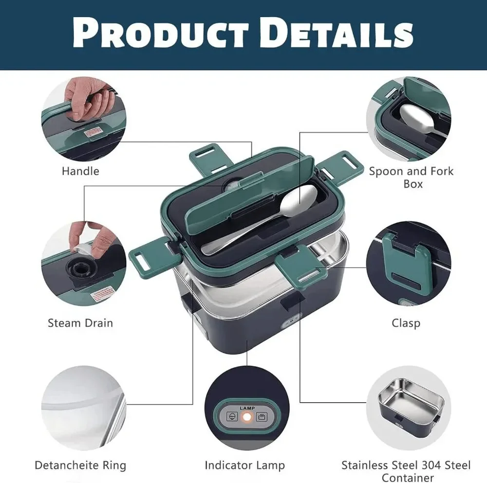PAVEZO The Electric Lunch Box Heating Lunchbox for Adults 1.8L